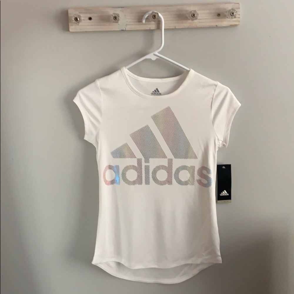 Girls large white adidas shirt